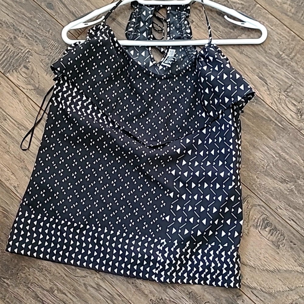 ROXY | Black Ruffle Sleeveless Tank Top Size Small